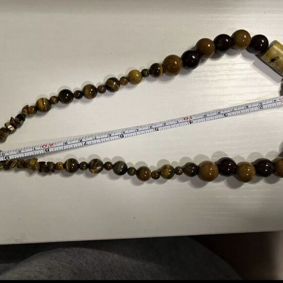 Chunky TIGER EYE Beads Brown Statement Necklace 18” Beautiful - Picture 6 of 10